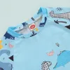 衣料品セット男の子の水着セット夏の恐竜印刷された半袖ラッシュガードと水泳幹水着ビーチウェア