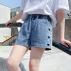 Summer Fashion Girls Soft Denim Pocket Short Jeans Pants Baby Casual Trousers Kids Shorts Childrens Clothing For 2-12 240305