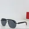 Nya modedesignpilot solglasögon 8200769 Metallram Rimlös snittlinslins trätemplar Enkla och populära stil mångsidiga UV400 -skyddsglasögon
