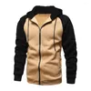 Men's Hoodies Men Hooded Zipper Sweatshirt Drawstring Cardigan Stylish Mid-length Jacket For Fall Spring Soft Warm Coat