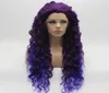 Iwona Hair Curly Long Purple Root Light Purple Ombre Wig 1837003700L Half Hand Tied Heat Resistant Synthetic Lace Front Wig3759142