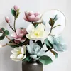 Fleurs décoratives 4 têtes Magnolia Flower Branche Real Touch Fonde artificielle flexible Big Saint Valentin Cadeaux d'anniversaire