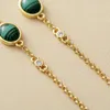 Stud Earrings Luxury Long Tassel Women Malachite Stones Chain Dangling Ear Rings Elegant Jewelry Bijoux Wholesale