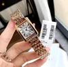 Hoogwaardige dames romeinse tank wijzerplaat horloge 28 mm luxe solide fijne roestvrijstalen klok populaire casual vierkante wijzerplaat quartz uurwerk polshorloge geschenken