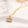Vergoldete einfache Designer-Perlen-Anhänger-Halsketten, Edelstahl-Buchstaben-Choker-Anhänger-Halskette, Perlen-Kette, Schmuck-Accessoires, Geschenke, 20 Stile