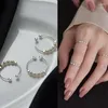 Cluster Rings Ins Temperament Pearl Ring Female Retro Fashion Simple Open Index Finger Jewelry Gift