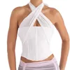 Tanks pour femmes Femmes Summer Halterneck Tops Corset Casual Mesh Bandage Dos Nu Sans Manches Crop Streetwear