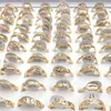 50pcs Lot Simple Ladies Gold Color Pinking Pierścienie z cyrkonią Element Mieszany Projekt dla kochanków294f