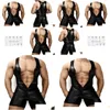 Catsuit Costumes Faux Leather Tight Body Underwear Men Shapers Sexig singlet bodysuit Wrestling Leotard Manlig casual Unitard Bust Open DHFCD