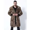 New Faux Fur Coat for Mens Medium Length British Flip Collar Warm Fox