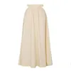 Skirts Women's High Waisted Beige Skirt Office Lady Solid Color A Line Maxi Fall Womens Pleated Waist Large Swing