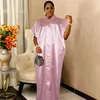 Roupas étnicas Muçulmano Burqa Estilo V-Pescoço Vestido de Cetim Mulheres Africanas Moda Solta Vestido Médio Oriente Islâmico Robe