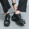 Shoes 2024 Casual Rock 822 for Both Men Comfortable Lace-up Punk Leather Metal Outdoors Platform Solid Color Men's 's