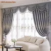 Curtains European Modern curtains for living room Bedroom Blackout Luxury Window Embroidered Tulle Villa Elegant Valance decorate Custom