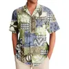 Mäns casual skjortor 2024 palm bladtryck för män hawaiian skjorta strand kort ärm lös mode toppar tee man blus camisa