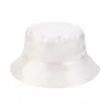 Bérets unisexe chapeau de seau imperméable holographique réglable protection solaire faux cuir plat pêcheur pour la sortie quotidienne