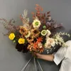 Autunno Rayon Rose Bouquet botanico Disposizione dei fiori fai da te Festa di nozze Decorazioni per il giardino di casa Accessori Piante finte 240306