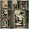 Cortinas chinesas tradicionais paisagem porta cortina noren tinta montanha pintura cozinha quarto japonês pendurado entrada cortina