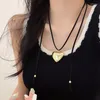 Collier ras du cou Simple avec pendentif grand cœur pour femmes, chaîne créative en corde réglable, pull, bijoux féminins