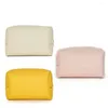 Cosmetic Bags Simple Solid Colour Zip Wash Square Waterproof Portable Double-sided Leather Pu Travel Bag