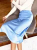 Skirts Solid Purple Satin Silk Skirt Women High Waisted Summer Long 2024 Elegant Ladies Office Midi Spring