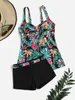 Kvinnors badkläder Kvinnor Två bit Vintage Tankini Set Swimsuit Summer Beach Bathing Suit