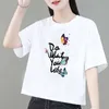 T-shirt à manches courtes pour femmes, couleur unie, à la mode, nouveau haut court, petit et ample, à la mode, été 98%, 2024