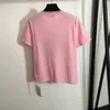 ontwerper gebreid T-shirt dames merkkleding dames zomer roze top mode geometrie logo korte mouw dames shirt Aziatische maat S-L maart 15