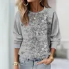 2023 Herfst Vrouwen Bloemen Gedrukt Sweatshirt Dames O Hals Lange Mouw Casual Losse Hoodie Streetwear Trui Tops 240308