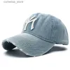 Ball Caps 2023 Nowa luksusowa marka My Hafted Wash Denim Baseball Hat Mens Wysokiej jakości czarny vintage Y2K Dad Hat Gorilla HomeBrey240315