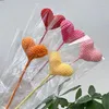 Decorative Flowers 1Pcs Heart Shape Hand Woven Bouquet Colorful Artificial Yarn Crochet Flower Creative Valentine's Gift Fashion Home Party