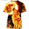 Homens camisetas Verão Mens T-shirt 3DPrint Lobo Dragão Sombra Impressão Tripulação Pescoço Curto SlveT Camisa Oversized Roupas Soltas Casual Moletom Y240315