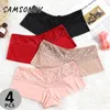 Damesslipje 4 stks/set sexy kanten boxer vrouwelijk ondergoed elasticiteit ademende shorts voor dames effen boxers zachte lingerie