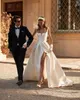 Milla Nova A Line Wedding Dress fyrkantig hals lår slits bröllopsklänningar vestidos de novia knapp back designer brudklänningar yd