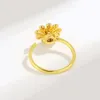 Bague d'anxiété en Zircon rotatif tournesol réglable, doigt de Compression polyvalent et populaire