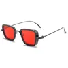 Güneş gözlüğü retro punk kare metal çerçeve erkekler şık marka tasarımcısı kadın güneş gözlükleri açık gözlük siyah sarı kırmızı parti