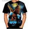 T-shirts pour hommes T-shirt imprimé 3D Eagle Hommes et femmes Mode Casual Personnalité drôle T-shirt imprimé animal Top Strtwear Tops amples Ts Y240321