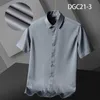 Summer Mens Silk Shirt Short Sleeve Smooth Slim Wrinkle Resistant Business Casual Mens Wear medelålders och ung herrskjorta