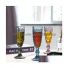 Vinglasögon Hine Pressed Vintage Colored Goblet White Champagne Flute Water Glass Green Blue Pink Goblets Cup Drop Delivery Home GA DHB8W