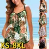 Women's Swimwear 2024 Two-Piece Set Tankini Women Vintage Beachwear Loose Size Bathing Suit Summer Ladies Floral Print