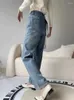 Damen Jeans HOUZHOU Y2k Elegante Stright Frau Koreanischer Stil Büro Damen Lose Denim Hosen Vintage Casual Klassische Frühlingshose