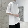 Мужские футболки 2024, однотонная летняя свободная футболка с воротником-стойкой с коротким рукавом, корейская мода, легкая и удобная