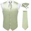 Gilet de costume en soie solide vert sauge pour hommes, cravate, mouchoir, boutons de manchette, fête de mariage, smoking formel, Blazer masculin, 240312