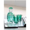 Vinglasögon Japan Kagami Design Edo Kiriko Crystal Rock Glass Hand Carving Green Bamboo Liquor Tumbler Top Grade Whisky Cup Drop D Dhznb