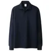 Wysokiej jakości jesienna solidna koszula polo 100% bawełniane długie rękawowe koszulki polo Casual Lapel Tops moda męska odzież s-4xl 240326