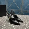 Designer de saltos de segurança Pin Slingback patente bezerro bombas de couro sapatos céu-alto stiletto saltos pontiagudos sandálias femininas de luxo designer vestido sapato noite