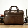 Briefcases Men's Briefcase Leather 14 "men's Laptop One Shoulder Crossbody Portable Business Bag