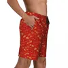 MENS SHORTS SOMMER BOARD Male Red Röda kinesiska traditionella stranden korta byxor y2k roliga snabba torra stammar stor storlek