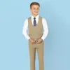 Abito beige per ragazzi risvolto con risvolto smoking da sposa blazer per bambini set da bambino giacca da festa formale pantaloni gilet 3 pezzi 2-16 anni 240313