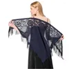 Sciarpe Sciarpa a triangolo retrò Mantelle Scialli Avvolge Nappe trasparenti Accessori per feste di nozze Pizzo romantico Scava fuori Poncho da donna